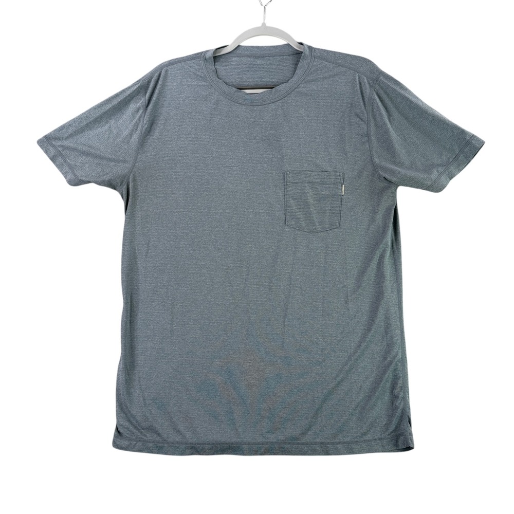 Vuori Current Tech Tee Mens Large Blue Grey Short Sleeve Pocket Performance Tee
